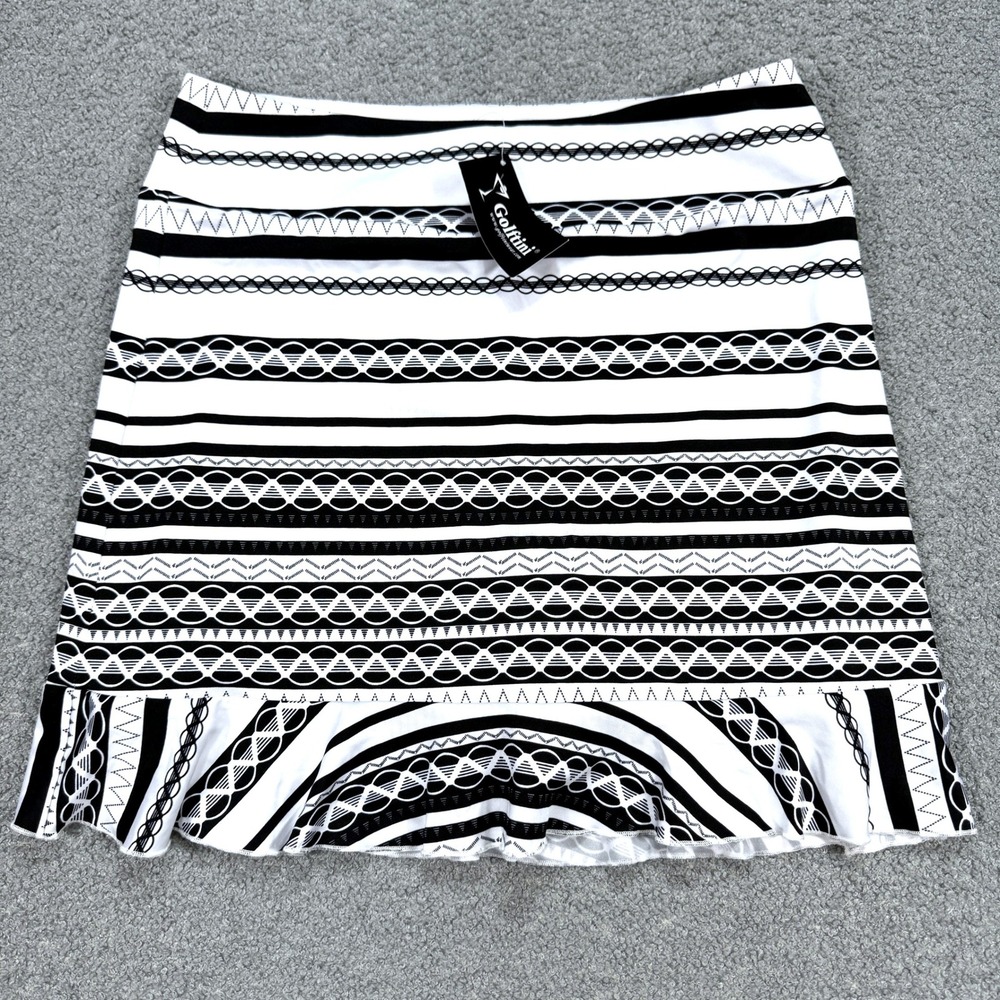 NEW Golftini Golf Skort Women's Medium Black White Ice Cream Sandwich Ruffle Hem